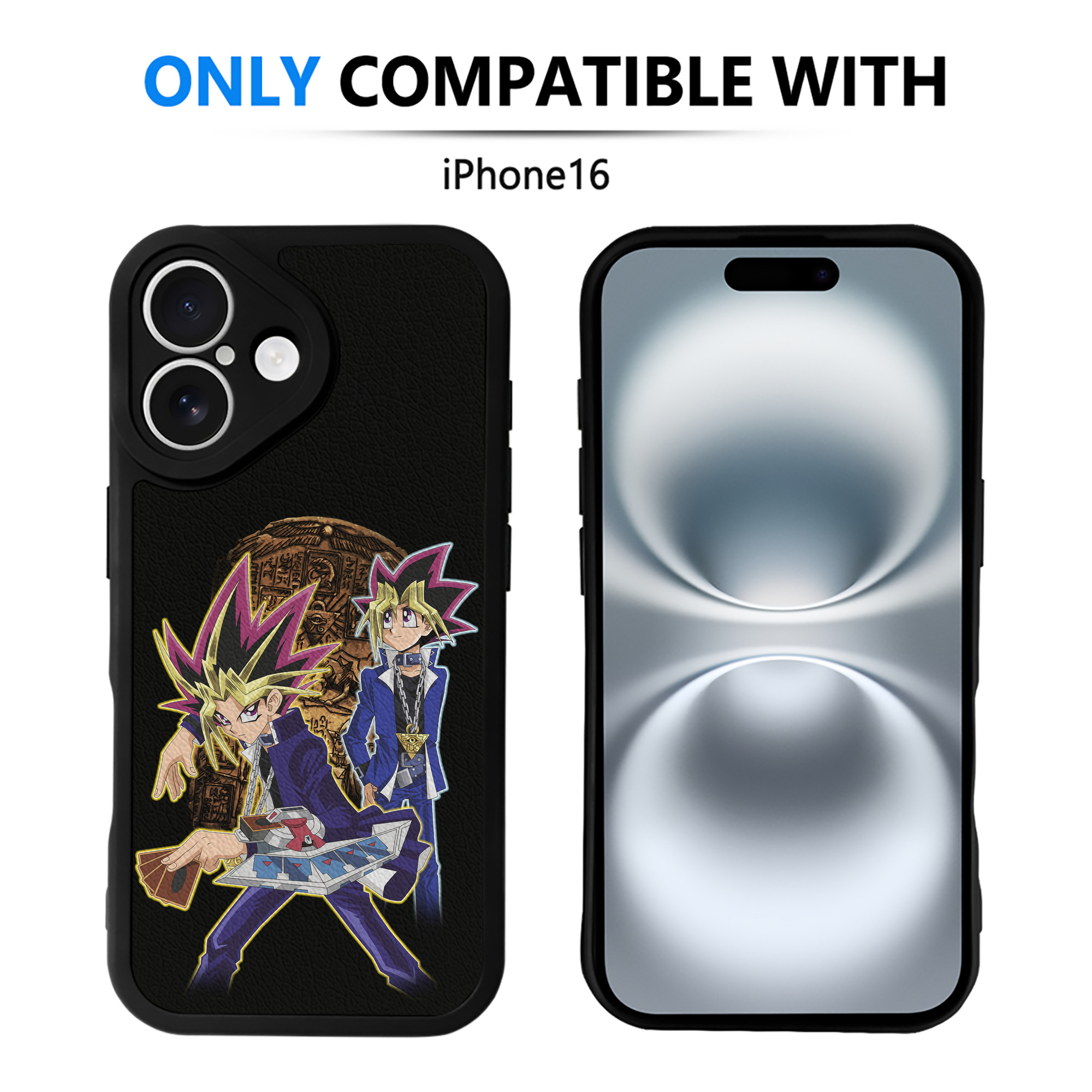 （画像用） 遊☆戯☆王 Yu-Gi-Oh! 【iPhone 16シリーズ対応】シリコンスマホケース（レザー調） 材質：シリコン